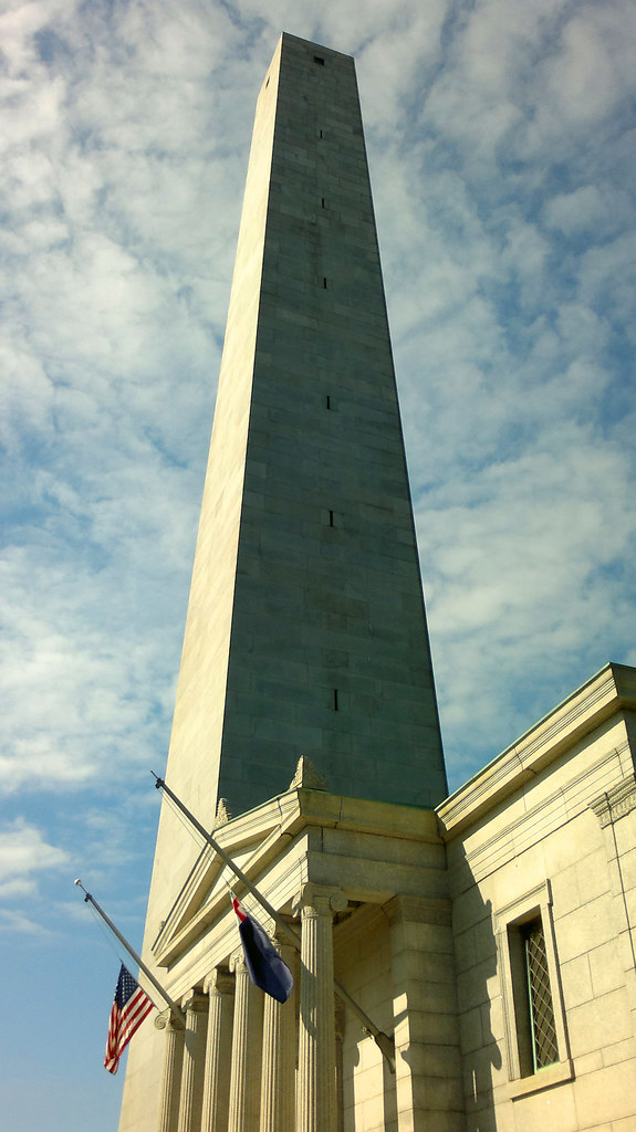 Side view of the bunker Hill monument in Boston