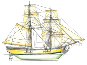 Sketch of the Beaver whaling vessel