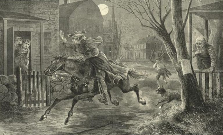 Painting of Paul Revere making his midnight ride