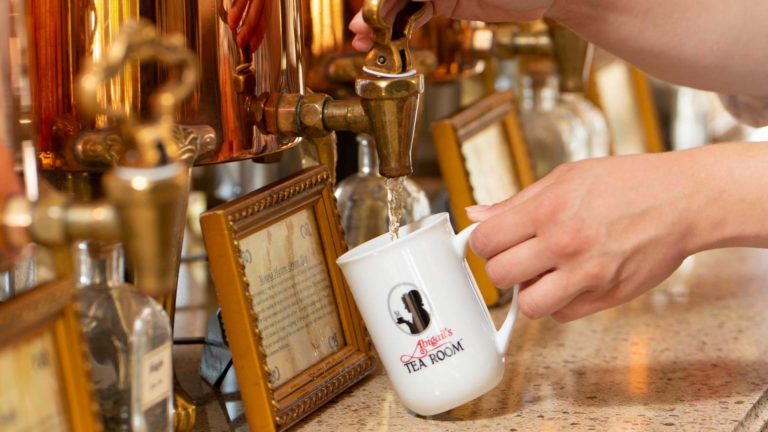 Pouring tea at abigails tea room