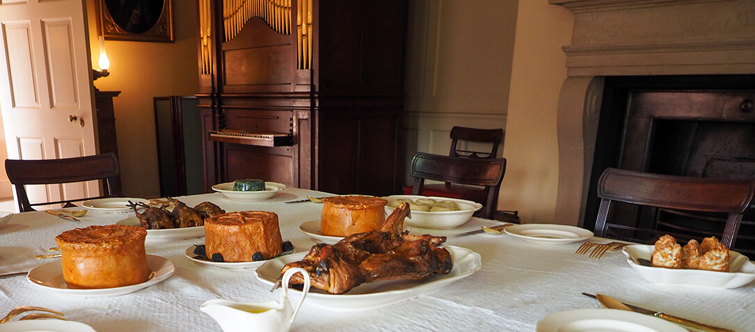 Kew Dining Table with festive food