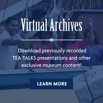 People celebrating tea being thrown into the water