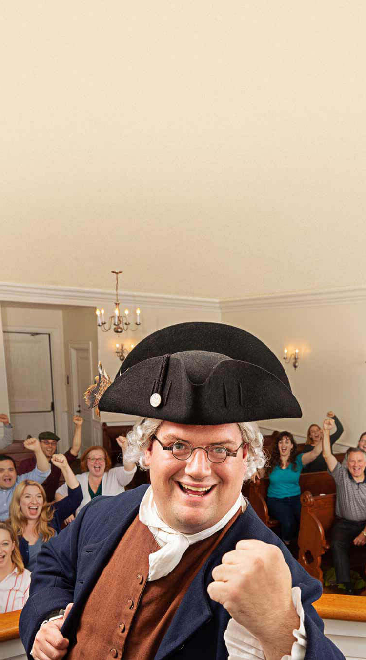 Re-enactor in the meeting house