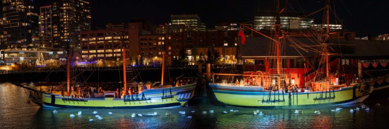 boston tea party museum ships at night